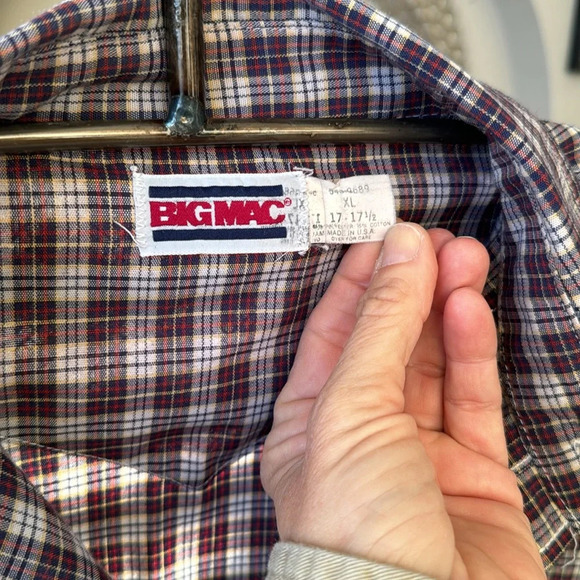 Vintage Big Mac Authentic Workwear Men’s XL Long Sleeve Pearl Snap Shirt Plaid - Picture 4 of 7